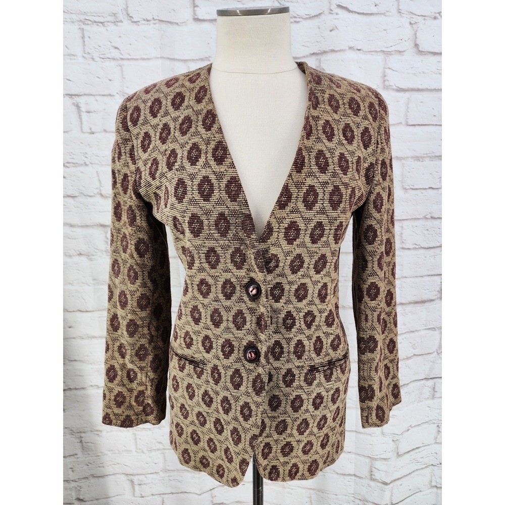 Vintage‎ Tapestry Jacket Blazer Size 4P Aztec Southwest Artsy Career Wool Blend